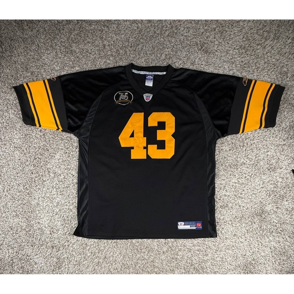 Reebok Troy Polamalu #43 Steelers 2007 75th Authentic Throwback Jersey 56